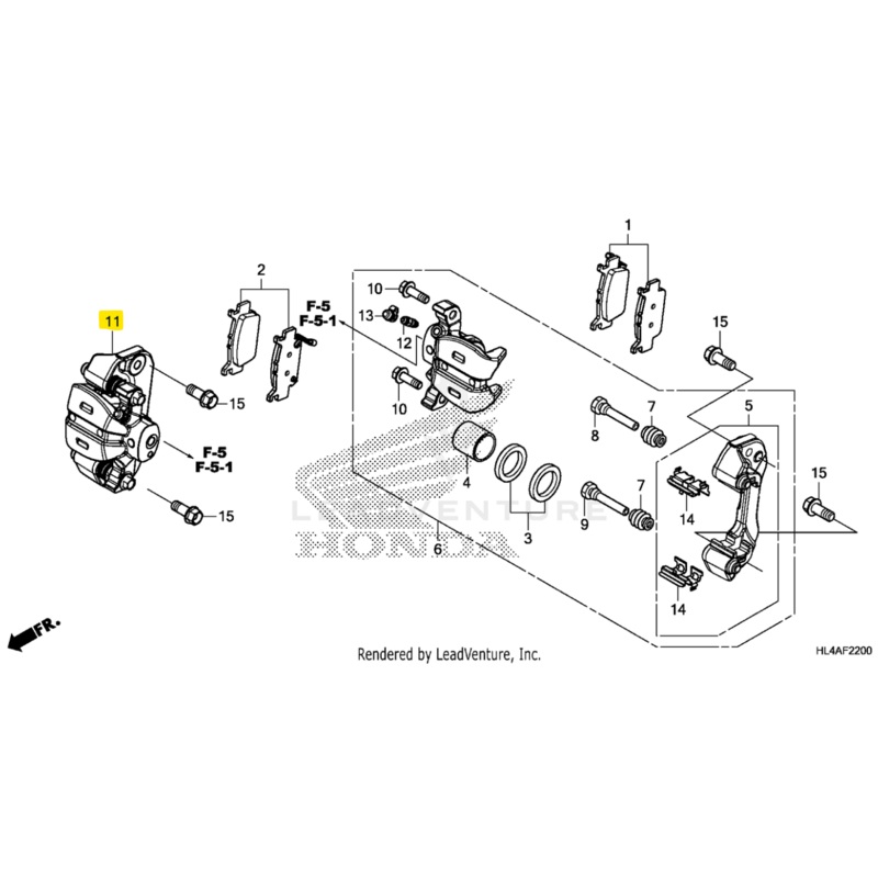 Honda OEM RH Rear Caliper Sub-Assembly