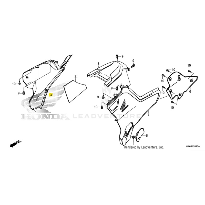 Honda OEM RH Side Cover Patriot Red for TRX500