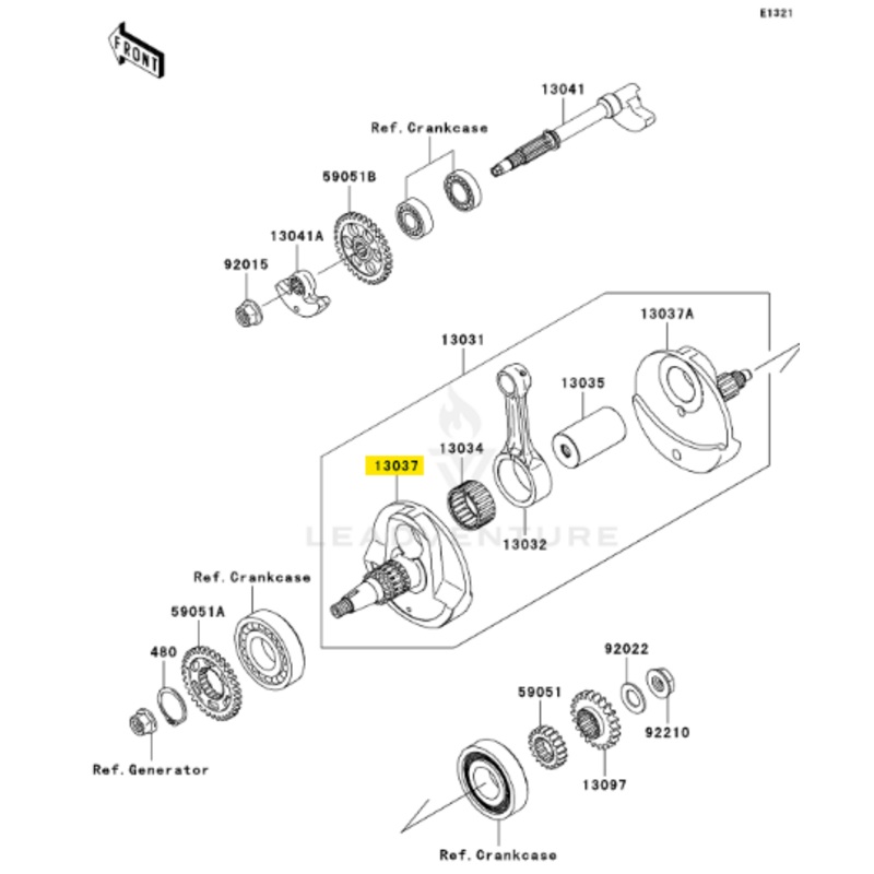 Kawasaki OEM LH Crankshaft for KX 450F