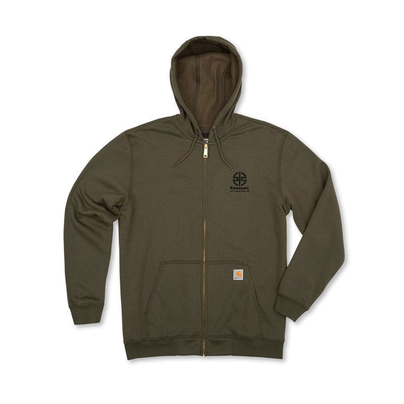 Kawasaki River Mark Logo Carhartt Midweight Zip Hoodie Size Small
