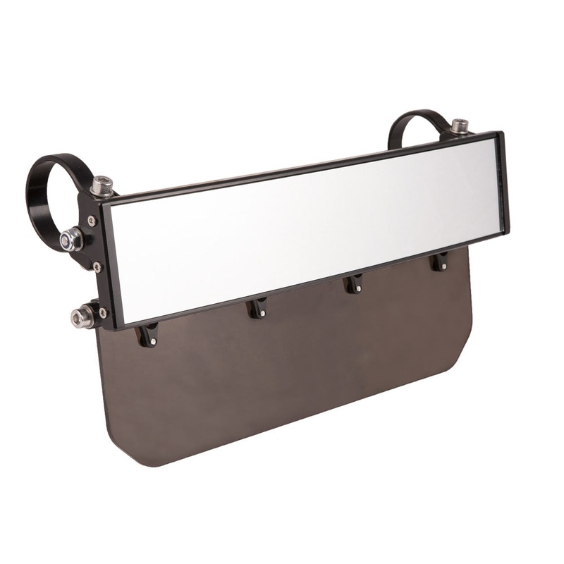 12 Wide Panoramic Rearview Mirror with Folding Sun Visor  Solid Black Shield