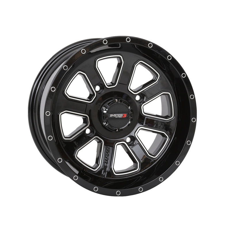 SYSTEM 3 ST4 WHEEL|14X7 4+3 (+10MM) 4/156 GLOSS BLACK/MACHINED|14X7 4+3 (+10MM) 4/137 GLOSS BLACK/MACHINED|14X7 2+5 (-47MM) 4/110 GLOSS BLACK/MACHINED|14X7 4+3 (+10MM) 4/110 GLOSS BLACK/MACHINED