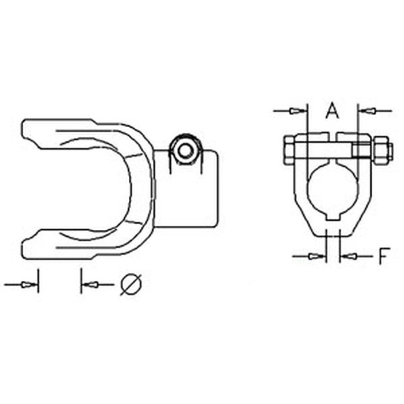 A-W329020-AI – Implement Yoke, Round Bore 1 1/4 w/ 1/4 Keyway & Clamp Bolt