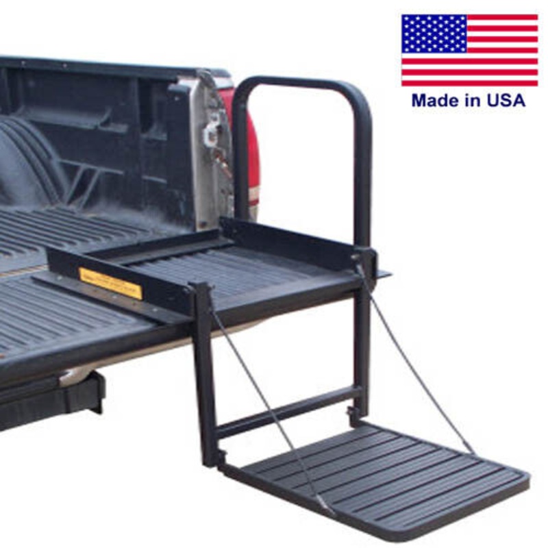 Tailgate Step Ladder – For Flatbed Trucks or Trailers – 300 lbs Cap – Hand Rail