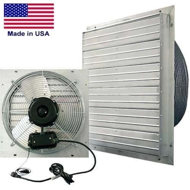 12 Shutter Exhaust Fan – 1,100 CFM – 115 V – 1/30 HP – 1 Ph – 3 Speed – Direct