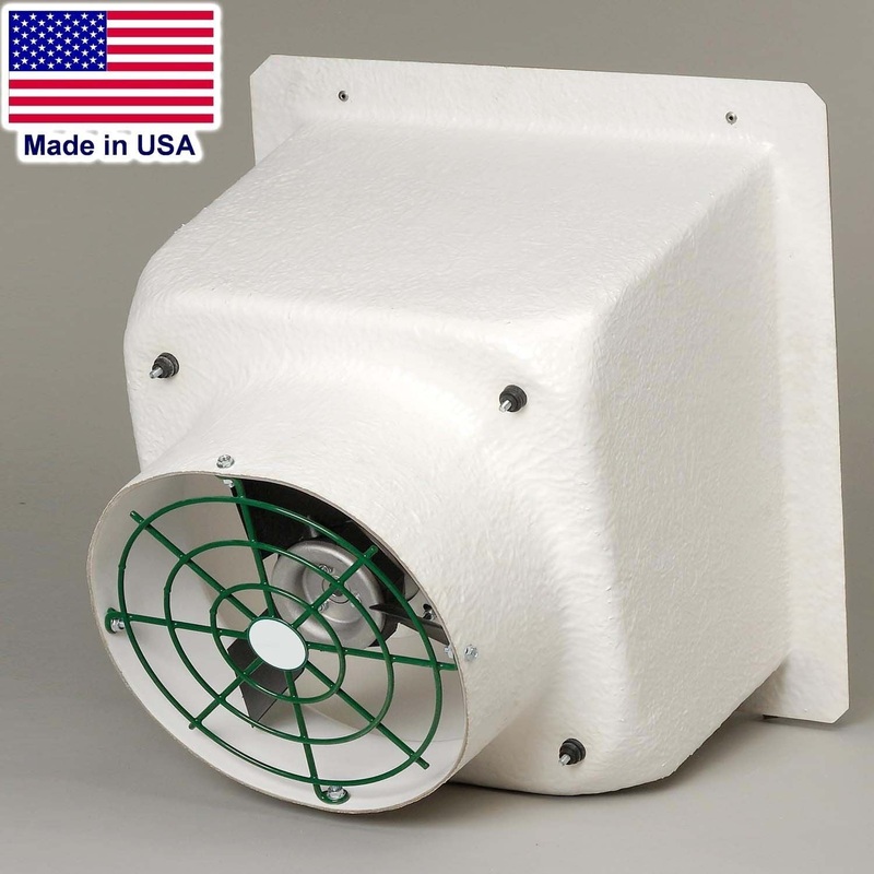 16 Fiberglass Exhaust Fan – 2,470 CFM – 115/230V – 1 Ph – Poly Blades & Shutter