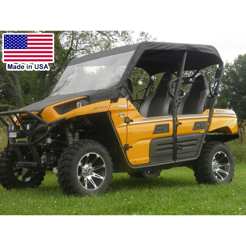 VINYL WINDSHIELD and ROOF for Kawasaki Teryx 4 – Puncture Proof – Soft Top
