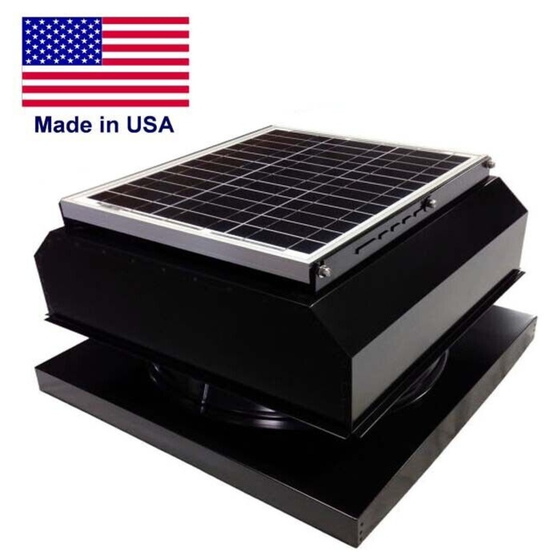 14 SOLAR ATTIC FAN – 2,175 sq ft – 1400 CFM – 20 W – CURB MOUNT ATTACH – Black