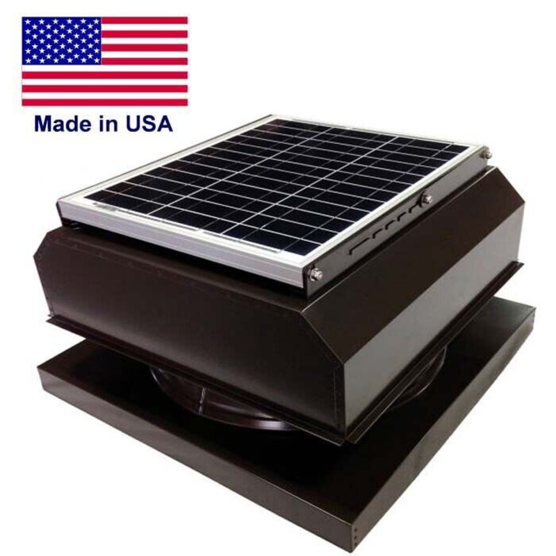14 SOLAR ATTIC FAN – 2,175 sqft – 1,400 CFM – 20w – Curb Mount Attached – Brown