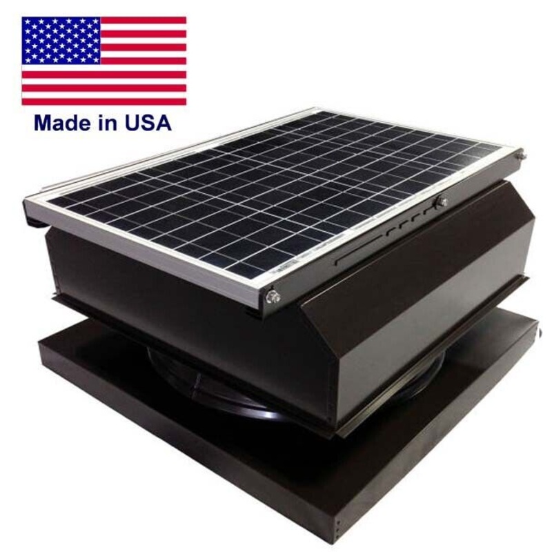 14 SOLAR ATTIC FAN – 3,000 sq ft – 1875 CFM – 40W – CURB MOUNT ATTACHED – Brown