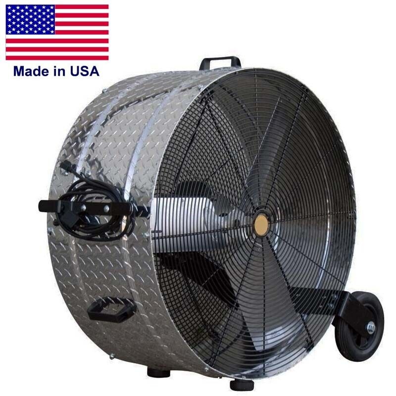 30 PORTABLE DRUM FAN – 9,100 CFM – 115 Volts – 1 Speed – DIRECT DRIVE – Wheels