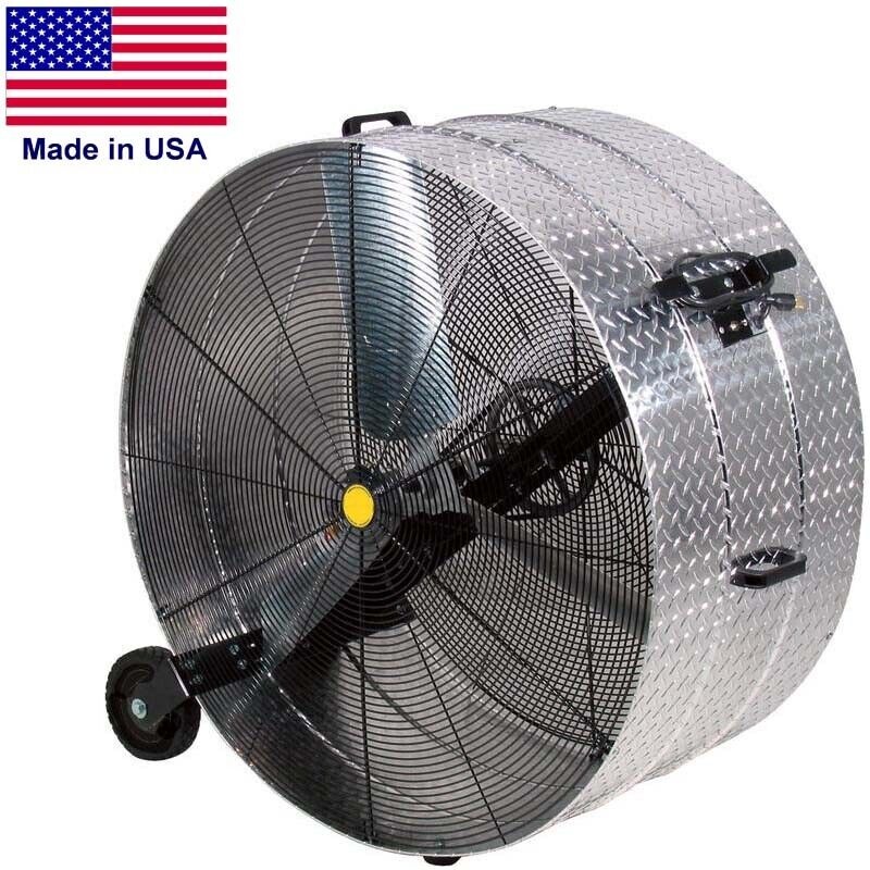 42 PORTABLE DRUM FAN – 14,440 CFM – 115 Volts – 2 Speed – BELT DRIVEN – Wheels