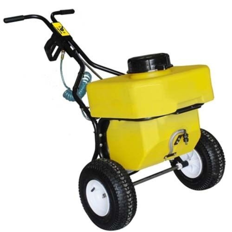 12 Gallon Salt Spreader – Push Behind – Hand Wand – 12 Volts – 100 Lbs Capacity