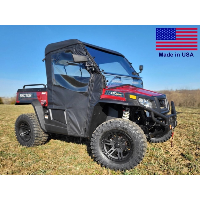 FULL ENCLOSURE for Hisun Sector – Hard Windshield, Roof, Doors, & Rear Window