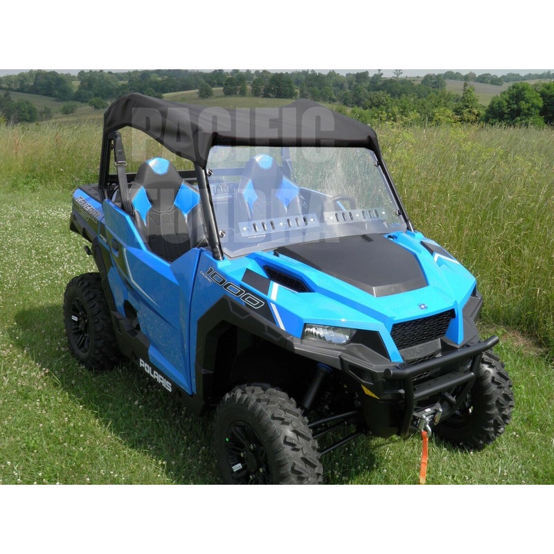 ROOF & HARD WINDSHIELD for Polaris General – Withstands Highway Speed – Soft Top