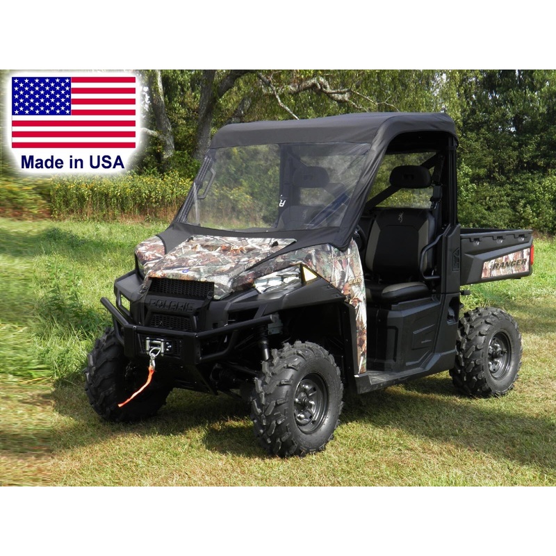 VINYL WINDSHIELD & ROOF Combo for Polaris Ranger XP – Soft – Withstands Hwy Spds