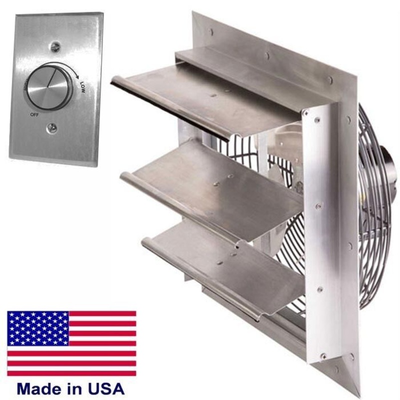 10 Exhaust Fan – Shutter Mount – 115V – 1/25 HP – 585 CFM – Alum – 1ph – Remote