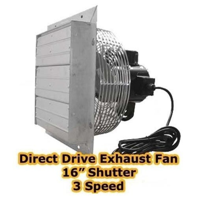 16 Exhaust Fan – Shutter – 3 Speed – Direct Drive – 3,000 CFM – 1570 RPM – 115V