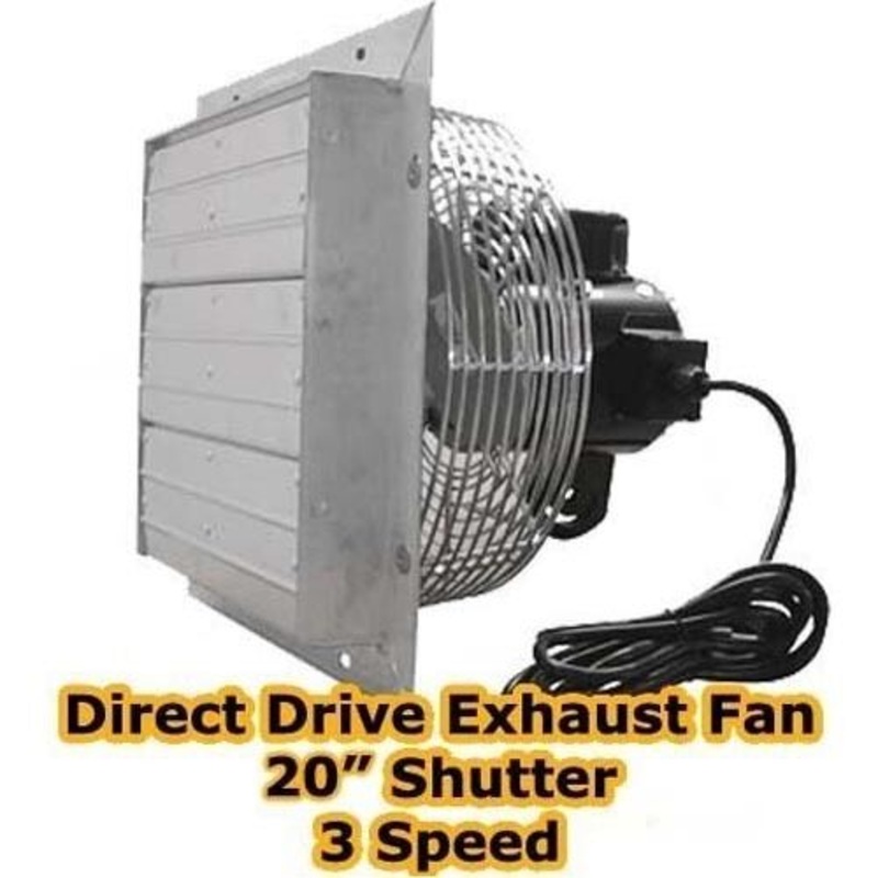 20 Exhaust Fan – Shutter – 3 Speed – Direct Drive – 4,250 CFM – 115 Volts – 1ph
