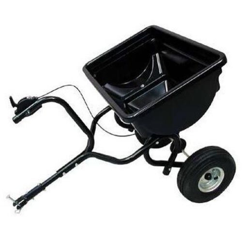 BROADCAST SPREADER – 85 Lbs Capacity – Tow Behind – 14,200  Sq Ft Coverage